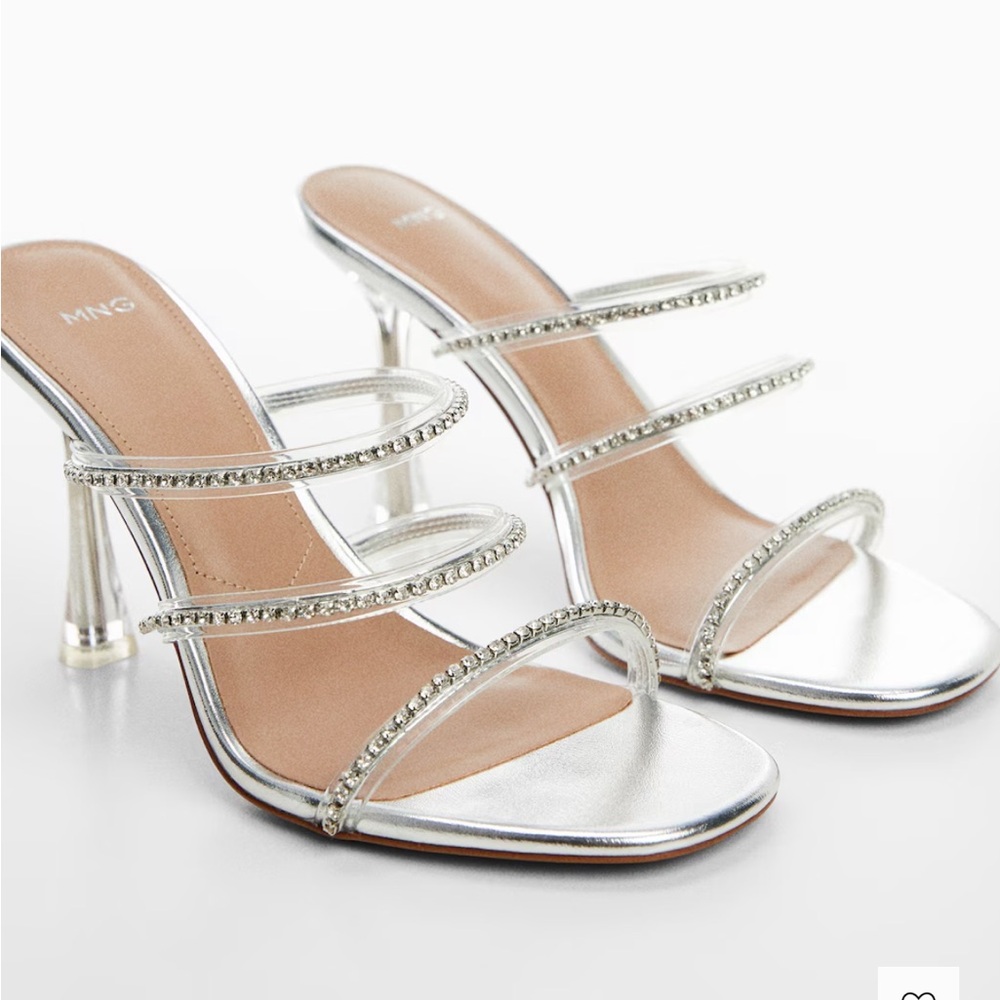 Mango Silver Rhinestone Heels